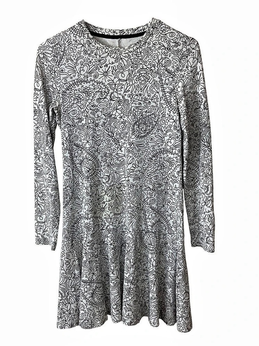 Tory Burch Artsy Long Sleeve Mini Dress in White & Black